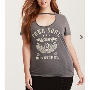 Torrid Embellished Cutout Neck Graphic Tee